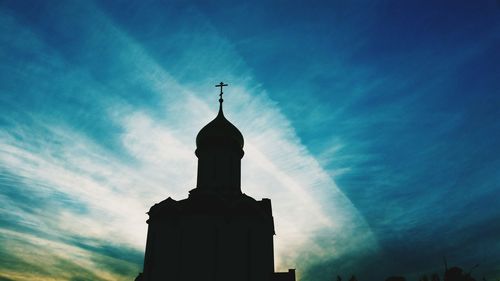 Low angle view of statue against sky