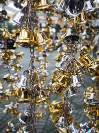 Low angle view of decorations hanging from for sale