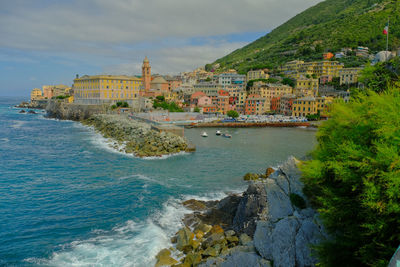 The little harbour of nervi in genoa, liguria, italy.