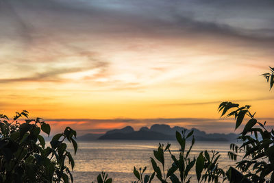 Scenic view of sea against sky during sunset