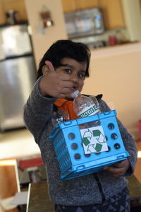 Close-up portrait of boy playing