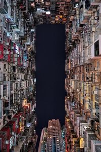 Illuminated buildings in city at night