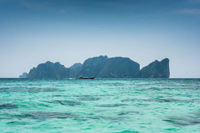 Scenic view of sea against clear sky