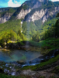 Scenic view of waterfall