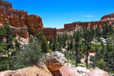 Low angle view of rock formations