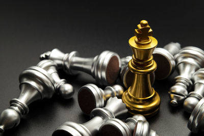 High angle view of chess board