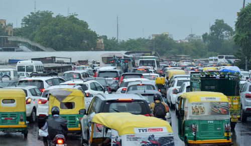 Traffic on road in city