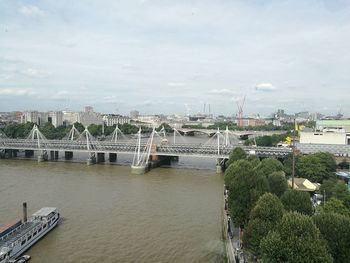 High angle view of bridge over river against sky