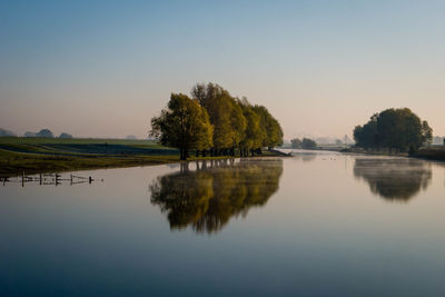 Scenic view of lake against clear sky