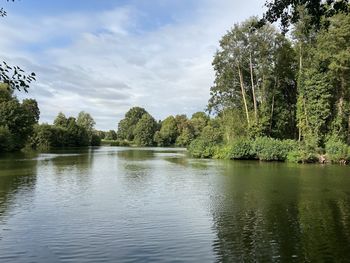 Scenic view of lake against sky