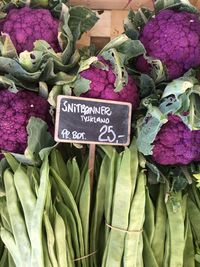 Various vegetables for sale at market stall