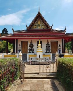 Exterior of temple building against sky