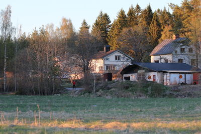 Houses on field