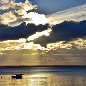 Scenic view of sea against cloudy sky