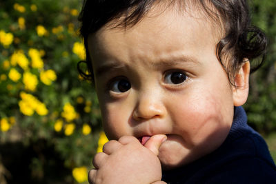 Close-up portrait of cute baby girl