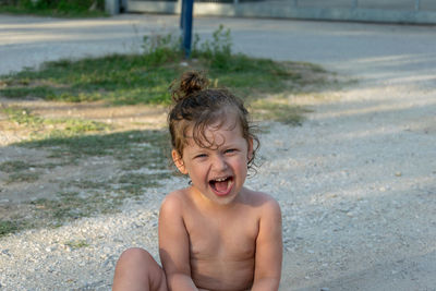 Portrait of shirtless boy