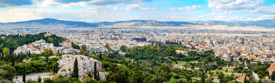 Athens, greece - february 13, 2020. panoramic view over the athens city