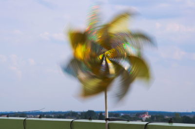 Blurred motion of pinwheel toy