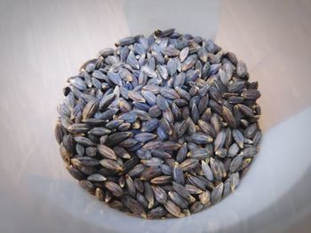 High angle view of bread in bowl on table