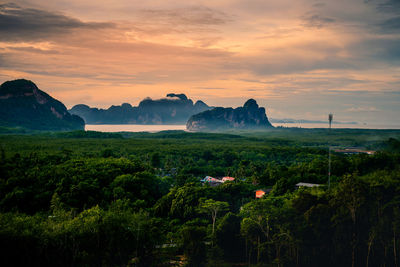 Scenic view of landscape against sky during sunset