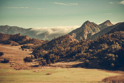 Scenic view of mountains against sky