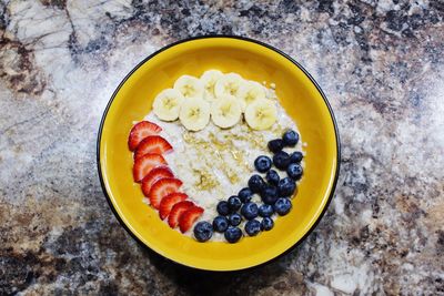 High angle view of fruits in plate