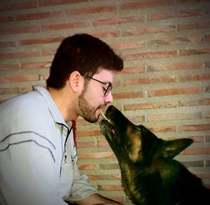 Young man with dog