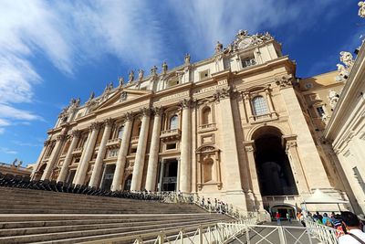 Low angle view of st peters basilica against sky