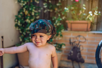 Portrait of shirtless boy