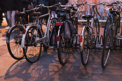 Bicycles parked on footpath