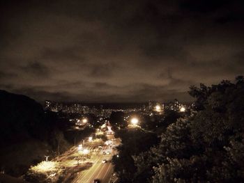 Illuminated cityscape at night