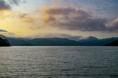 Scenic view of sea against sky during sunset