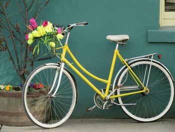 Bicycle parked in parking lot