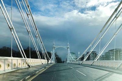 View of suspension bridge against sky