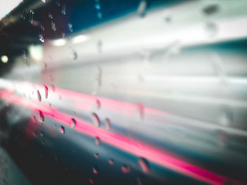 Full frame shot of water drops on car window