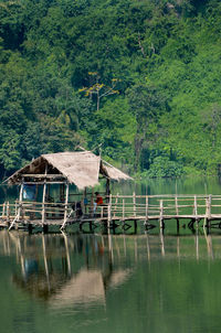 Scenic view of lake against trees