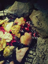 Close-up of meat on barbecue grill