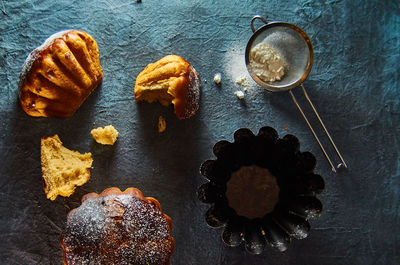 High angle view of bread on table
