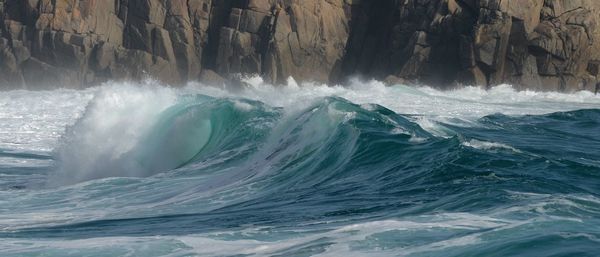 Big waves in porthcurno, cornwall 