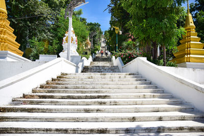 Staircase leading towards temple outside building