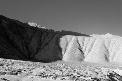 Scenic view of arid landscape against clear sky