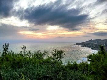 Scenic view of sea against sky during sunset