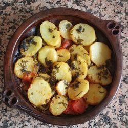 High angle view of fruits in bowl