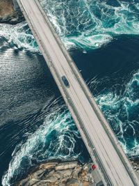 High angle view of swimming pool by sea