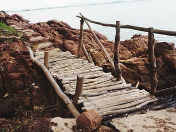 Wooden log on beach