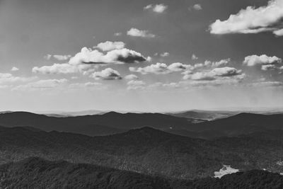 Scenic view of mountains against cloudy sky