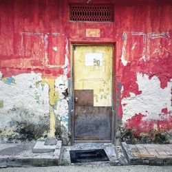 Closed door of old building