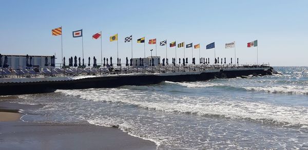 Scenic view of sea against clear sky