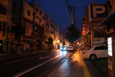 View of city street at night