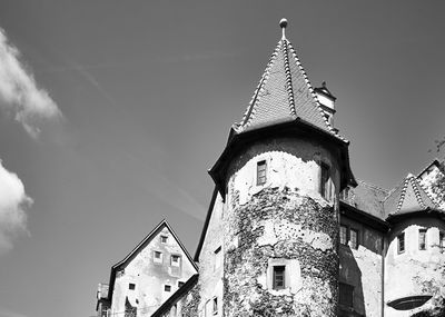 Low angle view of old building against sky